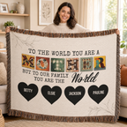 Personalized Woven Blanket for Mom with Kids Names – Custom Mother’s Day Family Throw Blanket, Gift for Mom, Mama, Grandma