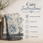 Mama Woven Blanket, Custom Blue Floral Toile Throw with Kids' Names, Mother's Day & Birthday Gift