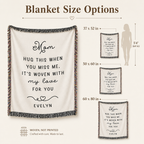 Personalized Mom Woven Blanket — “Hug This When You Miss Me” Custom Name Throw
