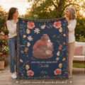 Mama Bear Personalized Woven Blanket,  Custom Kid Name Blanket, Mother's Day & Mum Birthday Gift