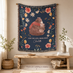 Mama Bear Personalized Woven Blanket,  Custom Kid Name Blanket, Mother's Day & Mum Birthday Gift