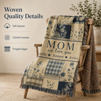 Personalized Mom Woven Blanket, Custom Floral Patchwork Throw with Kids' Names