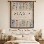 Personalized Mom Birth Flower Woven Blanket - Custom Kids' Names Throw Blanket Gift