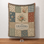 Personalized Grandma Woven Blanket - Custom Family Names Gift