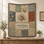 Personalized Grandma Woven Blanket - Custom Family Names Gift