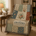 Personalized Grandma Woven Blanket - Custom Family Names Gift