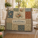 Personalized Grandma Woven Blanket - Custom Family Names Gift