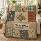 Personalized Grandma Woven Blanket - Custom Family Names Gift