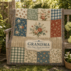 Personalized Grandma Woven Blanket - Custom Family Names Gift