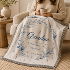 Personalized Grandma Woven Blanket With Grandkids Names