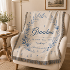 Personalized Grandma Woven Blanket With Grandkids Names