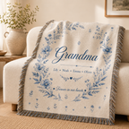 Personalized Grandma Woven Blanket With Grandkids Names