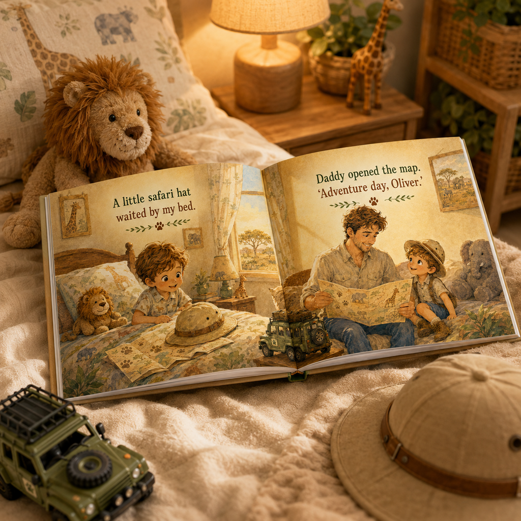 Personalized Safari Adventure Book for Kids – Custom Daddy and Child Storybook