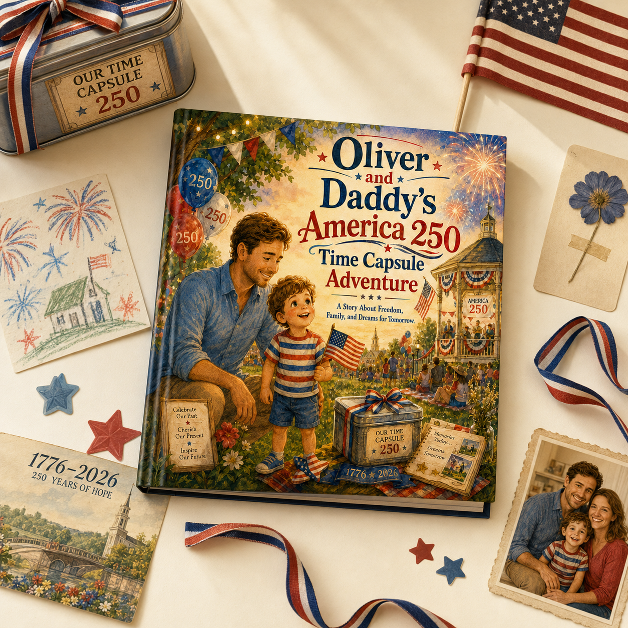 Personalized America 250 Children’s Book, Custom Daddy and Child Storybook