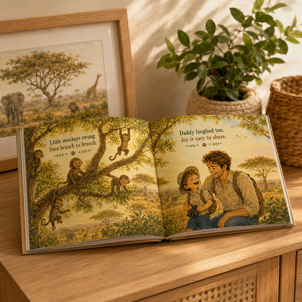 Personalized Safari Adventure Book for Kids – Custom Daddy and Child Storybook