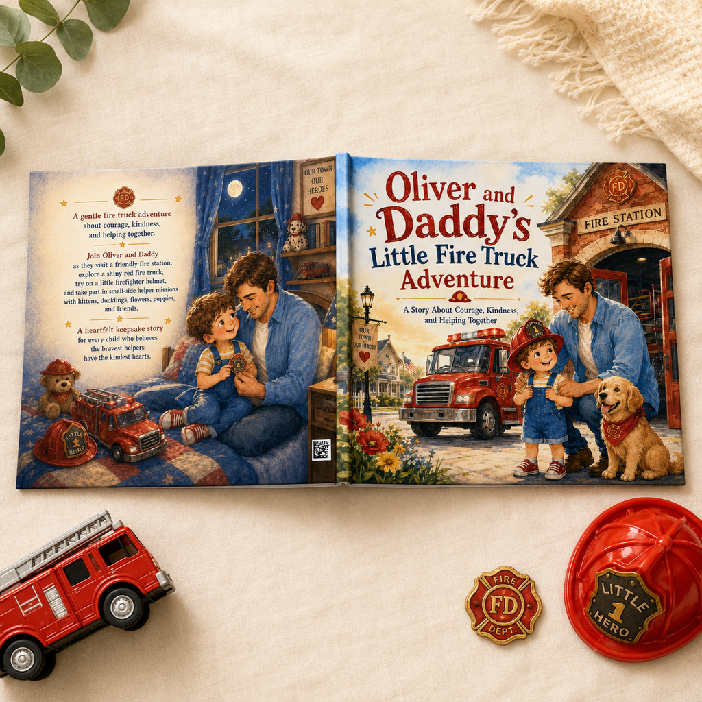 Personalized Fire Truck Adventure Book for Kids – Custom Daddy and Child Storybook