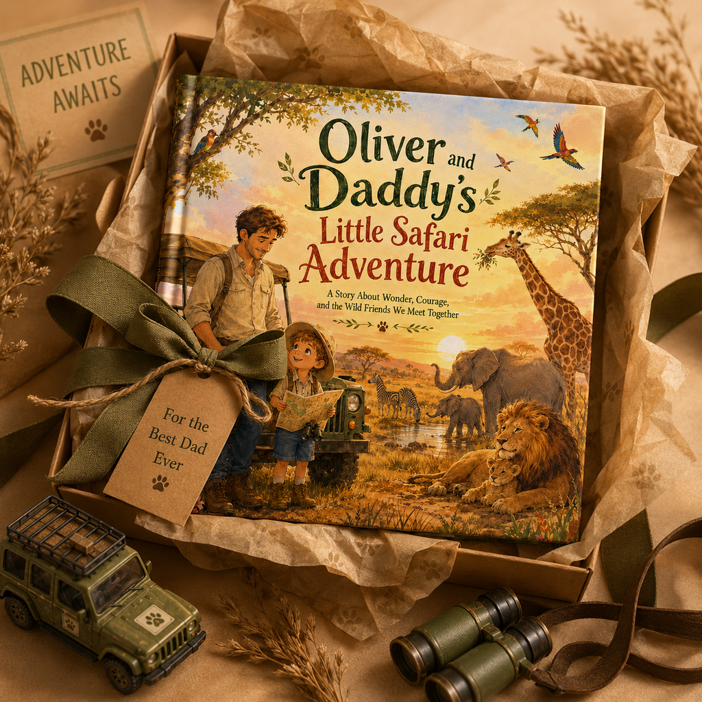 Personalized Safari Adventure Book for Kids – Custom Daddy and Child Storybook