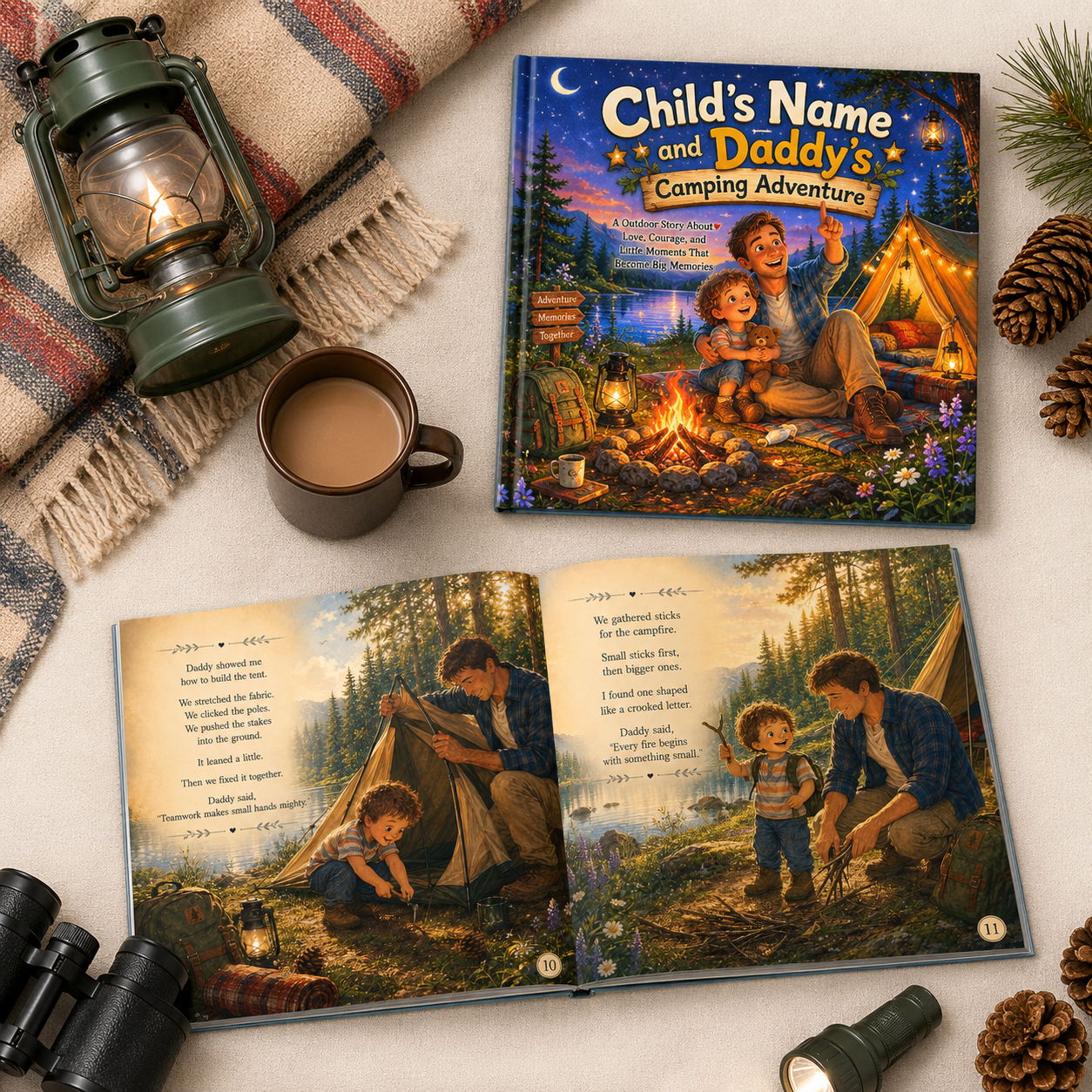 Personalized Camping Adventure Book for Kids – Custom Daddy & Child Storybook