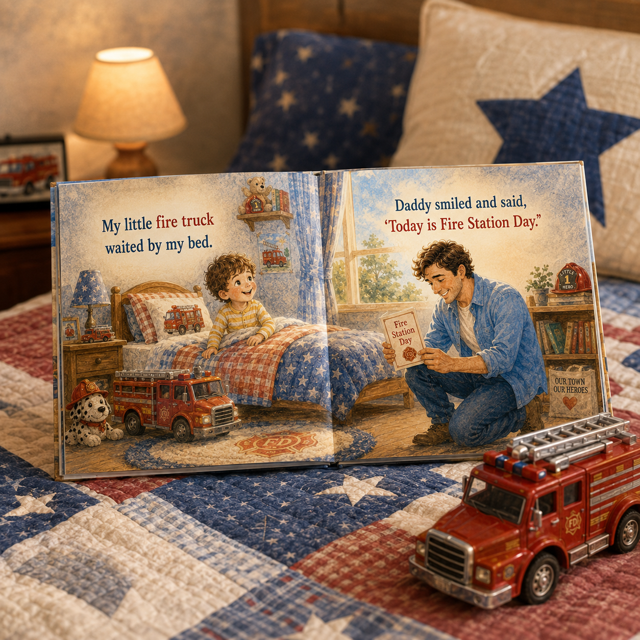 Personalized Fire Truck Adventure Book for Kids – Custom Daddy and Child Storybook