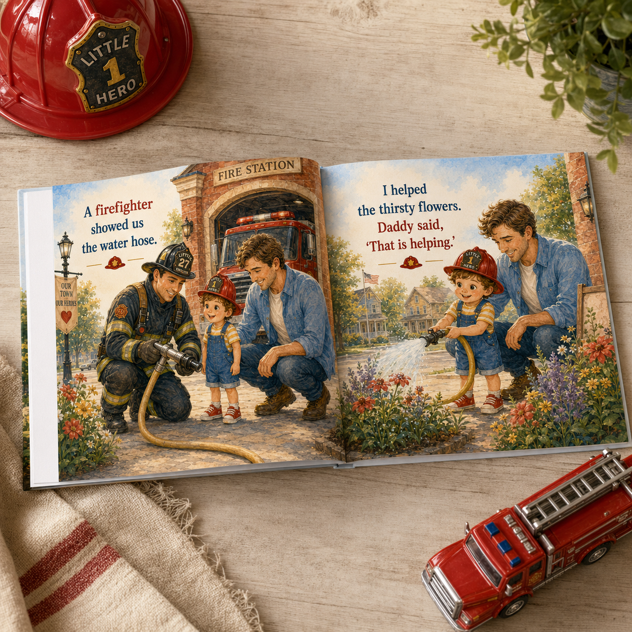 Personalized Fire Truck Adventure Book for Kids – Custom Daddy and Child Storybook