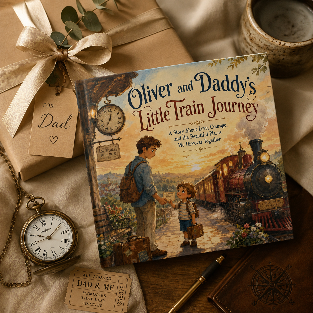 Personalized Train Adventure Book for Kids – Custom Daddy & Child Storybook