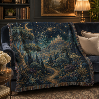 Woven blanket on a sofa