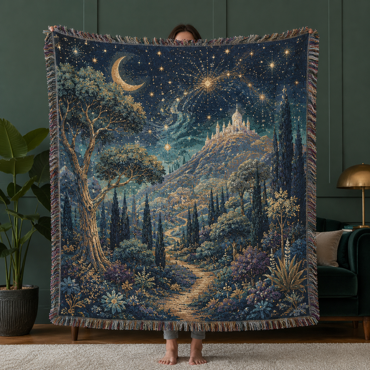 Celestial fantasy woven blanket
