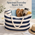 Spacious everyday personalized embroidered beach tote bag with summer essentials