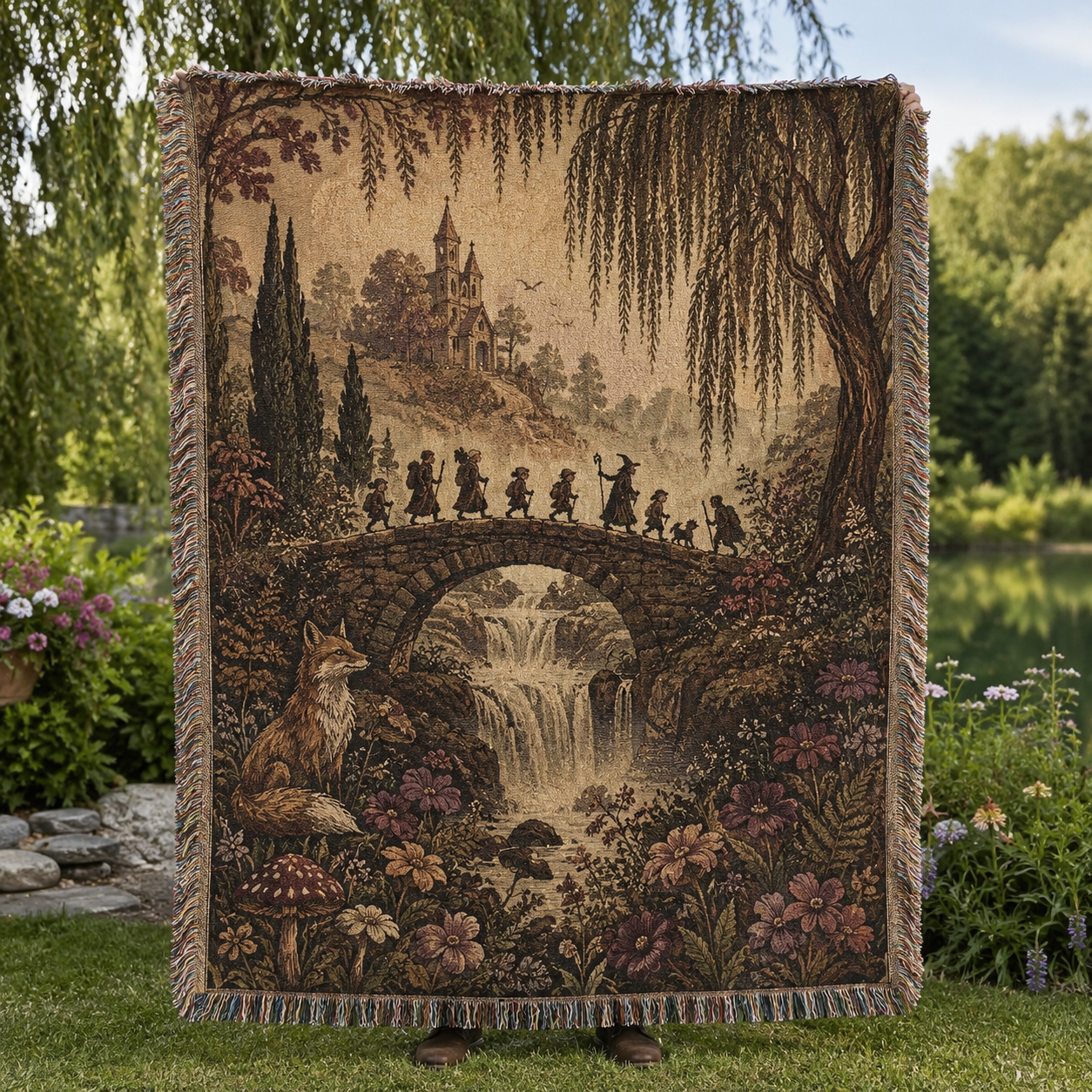 Enchanted woodland journey woven blanket full design view