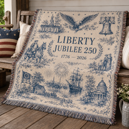 Liberty Jubilee 250 woven blanket full design view