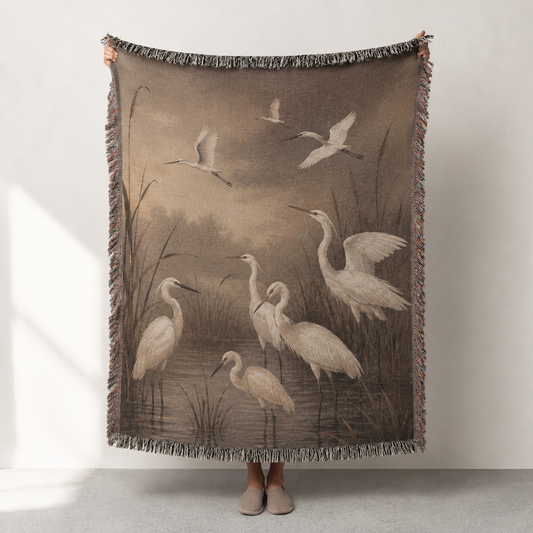 Nature bird woven blanket full design view