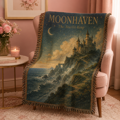Moonhaven woven tapestry blanket lifestyle image