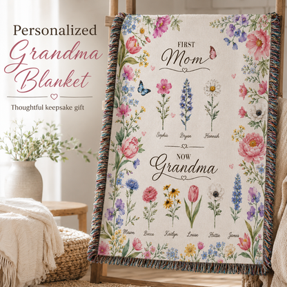 Personalized Grandma Birth Flower Blanket hero image