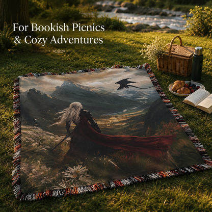 Woven blanket styled outdoors for picnics and cozy adventures